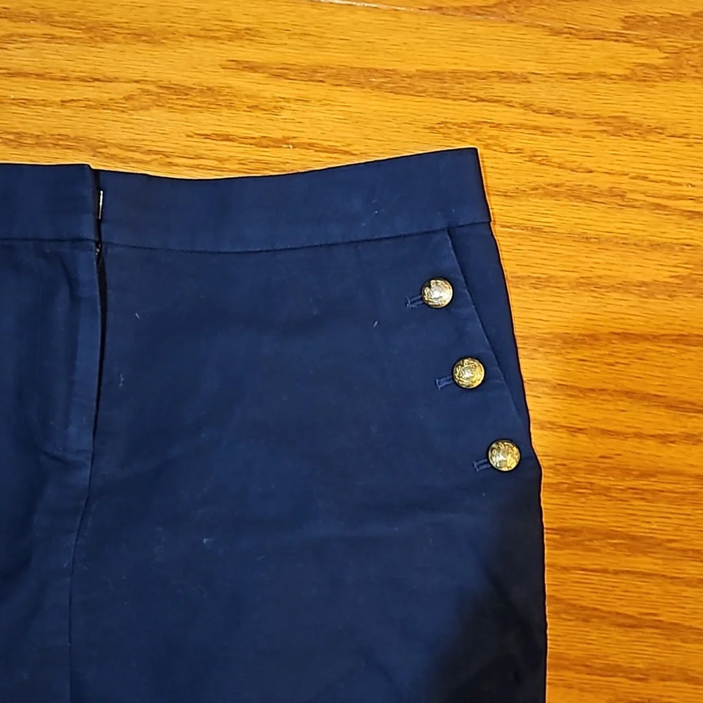 J. Crew Navy Skirt with Gold Buttons - Picture 2 of 7